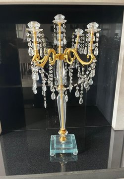 10x Gold & Glass Crystal Candelabra