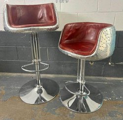 Secondhand Metal And Leather Bar Stools For Sale