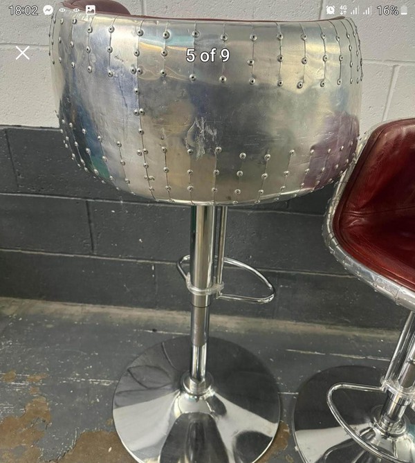 Metal And Leather Bar Stools