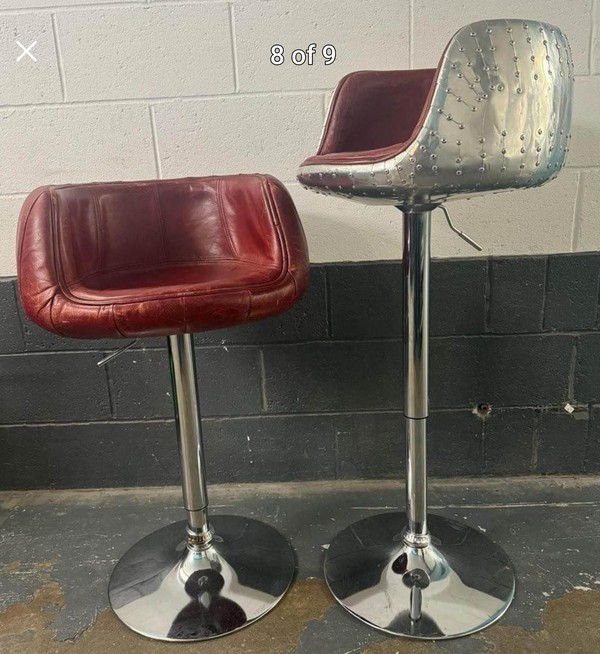 Secondhand Metal And Leather Bar Stools