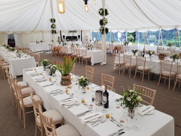 Wedding marquee with Ivory pleated lining