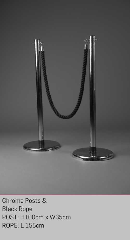 Secondhand Chrome Post And Black Rope For Sale