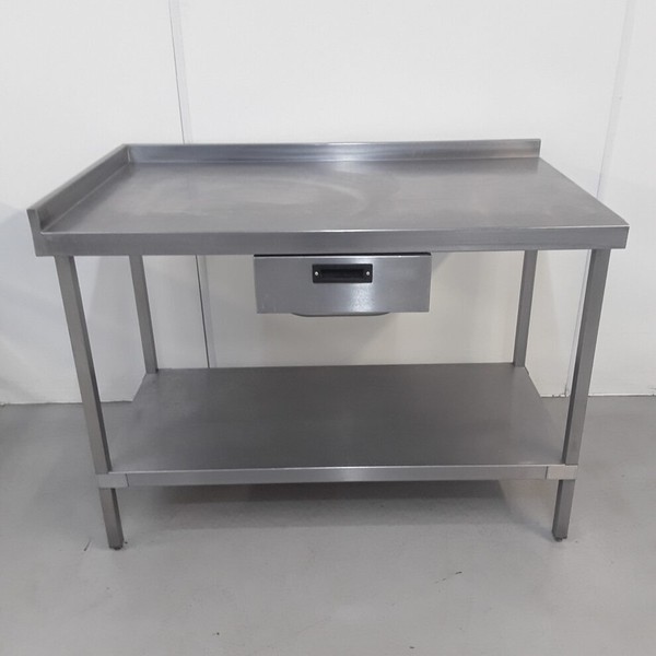 Secondhand 120cm Wide Stainless Steel Table And Drawer For Sale