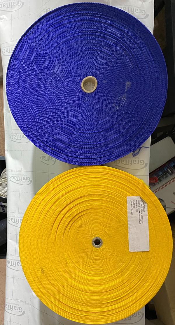 Blue and yellow 25mm tape