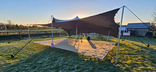 Sand coloured 10m x 22.5m Stretch Tents