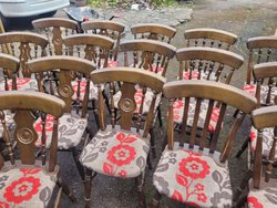 Patterned Traditional Wooden Pub Chairs