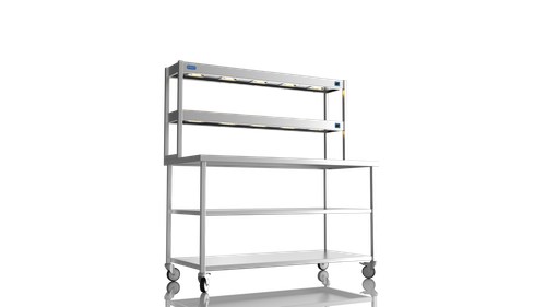 New Unused Centre Bench 1500 2 Tier Heated Gantry Mid Shelf For Sale New Unused Centre Bench 1500 2 Tier Heated Gantry Mid Shelf For Sale
