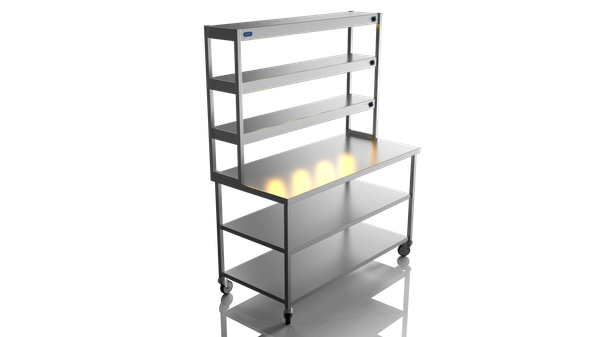 New Centre Bench 1500 3 Tier Heated Gantry Mid Shelf