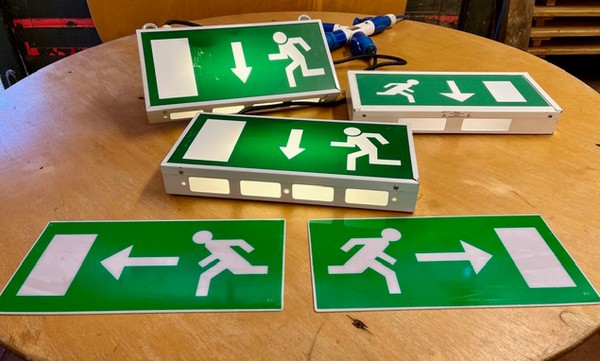 3x Illuminated Fire Exit Signs For Sale