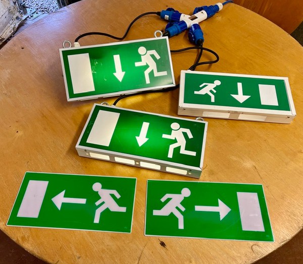 Secondhand 3x Illuminated Fire Exit Signs For Sale