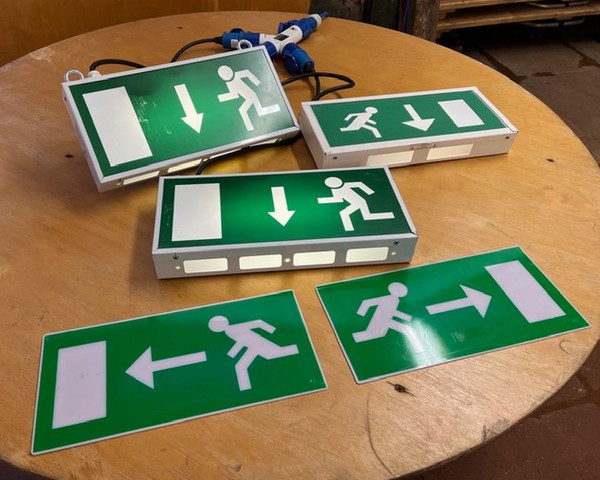 Used 3x Illuminated Fire Exit Signs