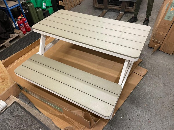 Secondhand White and Grey Picnic Benches