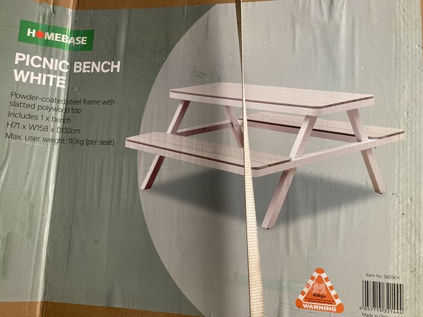 White and Grey Picnic Benches