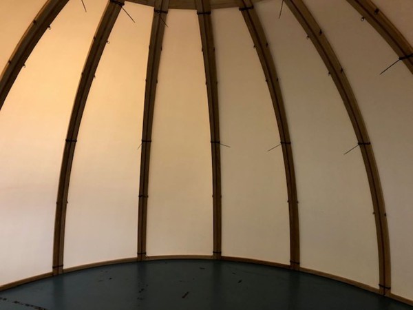 Dome tent with wood frame