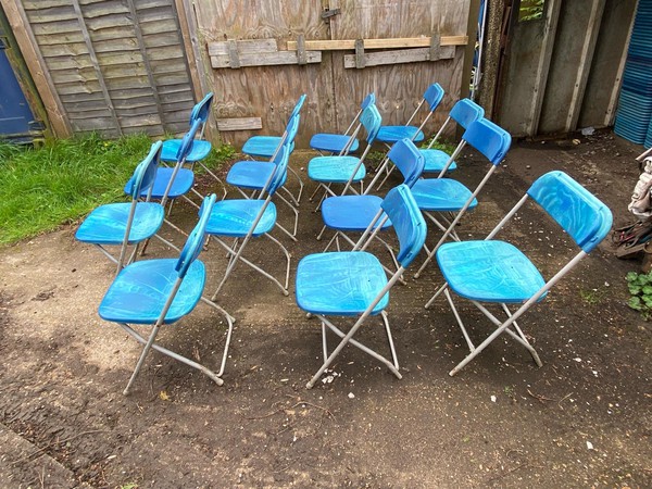 Used Blue Folding Chairs For Sale