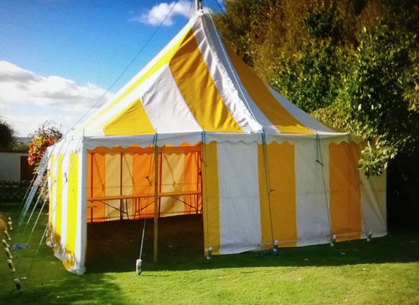 Traditional yellow and white marquee
