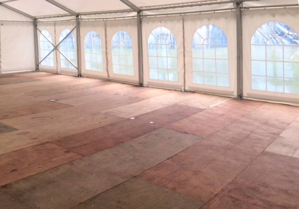12m wide marquee with wood floor