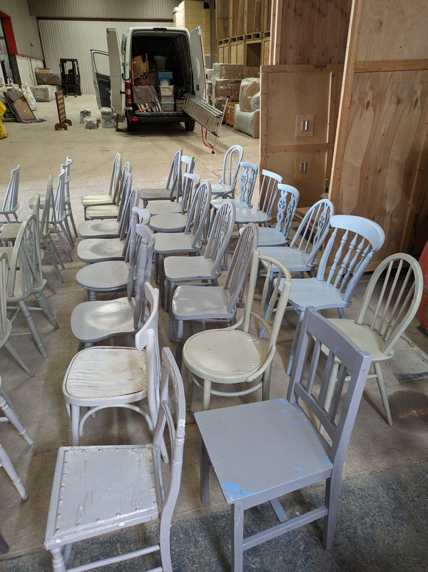 Secondhand Vintage Grey Blue Wood Chairs