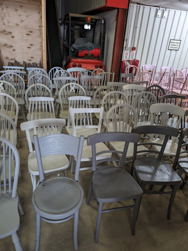 Used Vintage Grey Blue Wood Chairs For Sale