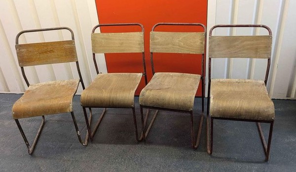 Vintage Retro Canteen Chairs with metal frame