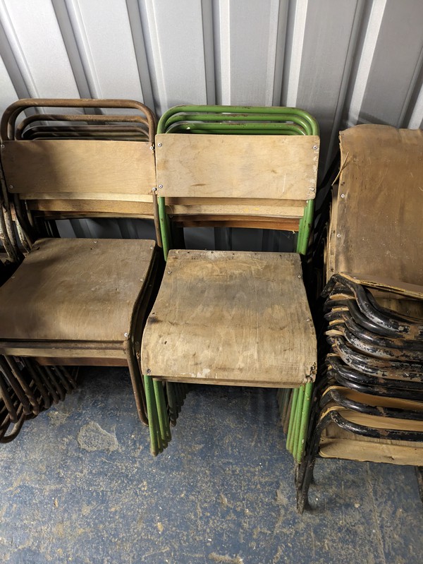 Secondhand 52x Vintage Retro Canteen Chairs For Sale
