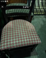 Dark Wood Chairs with Herringbone Fabric Seat