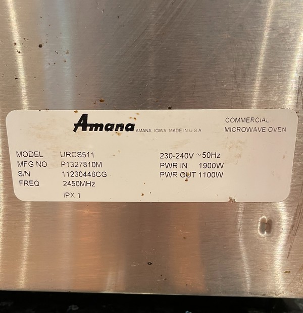 Used Amana Commercial Microwave URCS511 For Sale