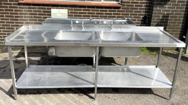 Secondhand 3x Heavy Duty Double Sinks For Sale