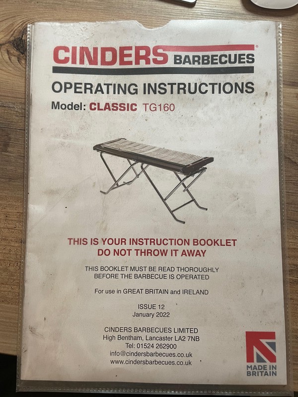 Cinders TG160 Manual / instruction book