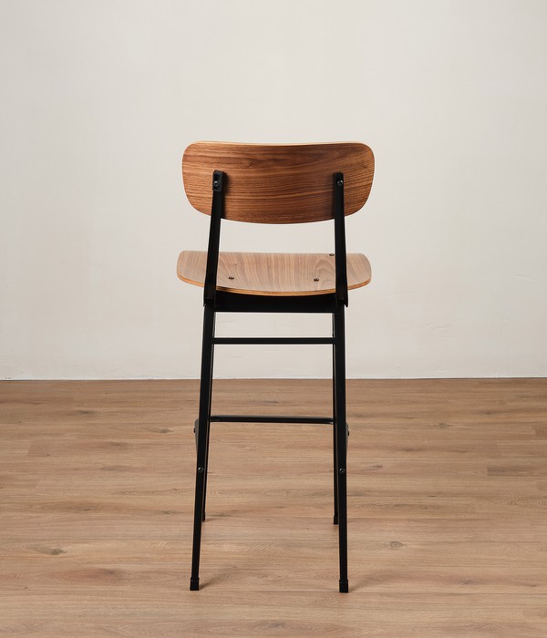 Industrial Style Plywood Bar Stool Chair with Foot Rest