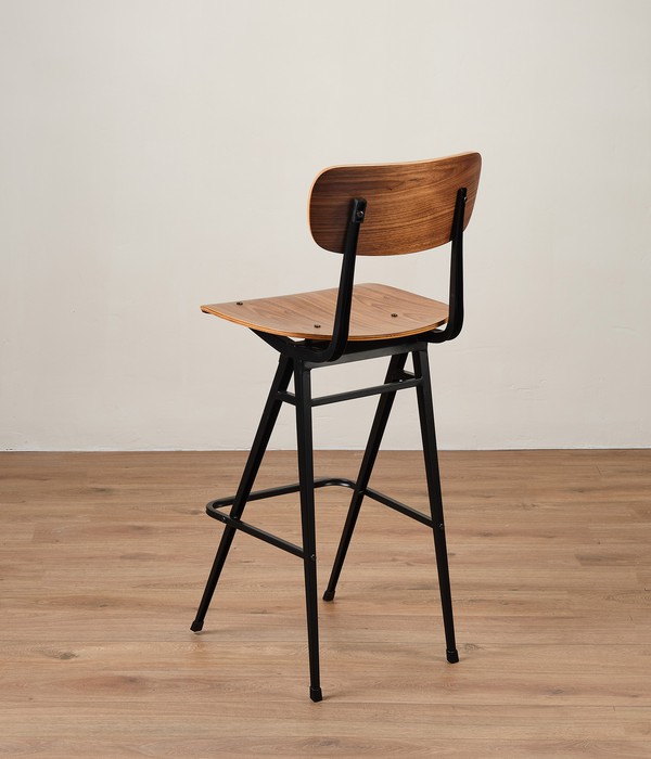 Industrial Style Wood Bar Stool Chair with Foot Rest