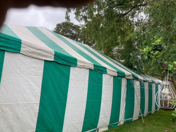 Second Hand Green and white Armbruster marquee 6m by 12m (20’ by 40’)