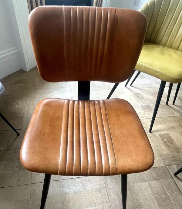 Brown and Green Leather Chairs