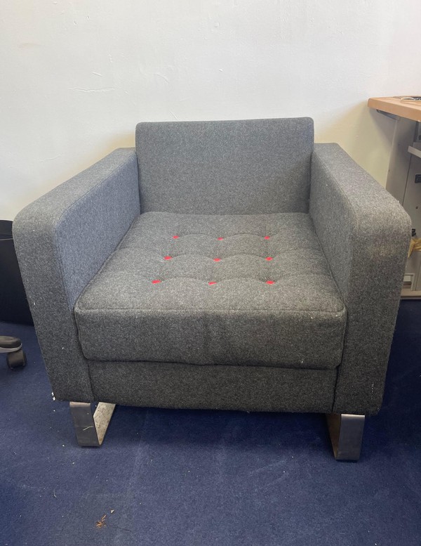 Secondhand Designer Grey Felt 3 Seater, 2 Single