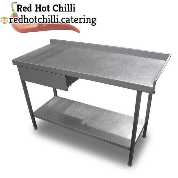 1.375m Stainless Steel Table with drawer