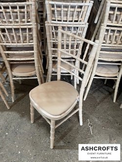 Second Hand Ashcrofts Used Limewash Chivari Chairs With Pads
