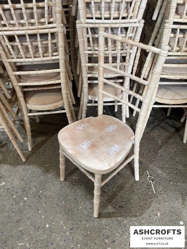 Ashcrofts Used Limewash Chivari Chairs With Pads