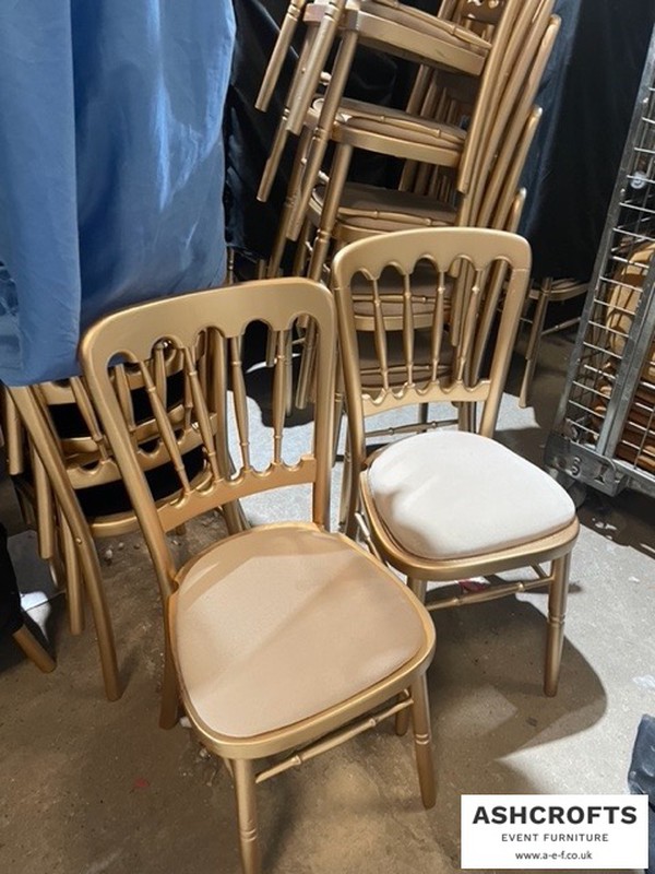 Ashcrofts Gold Bentwood Dining Chairs With Pads