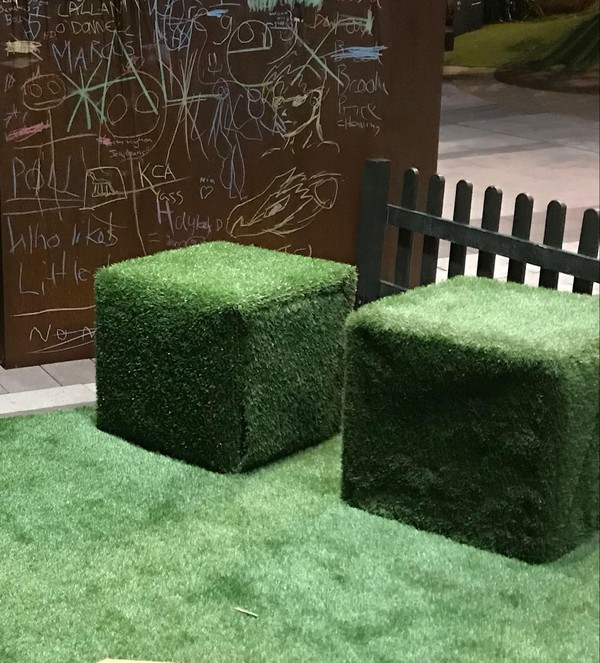 Cube stools artificial grass