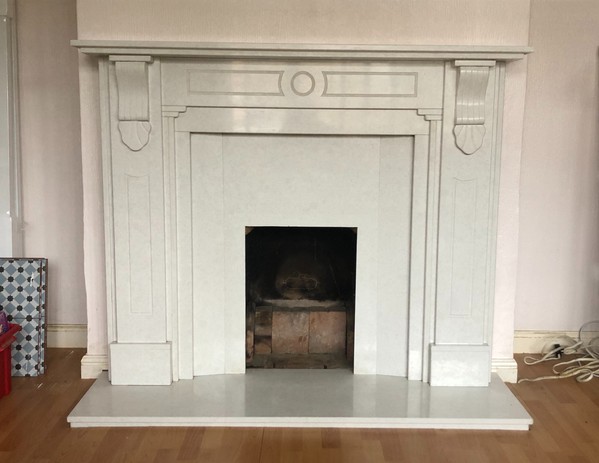 Secondhand White Marble Fire Surround And Mantel For Sale