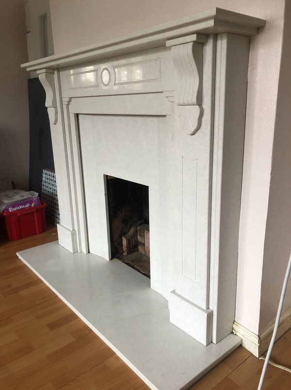 Used White Marble Fire Surround And Mantel For Sale