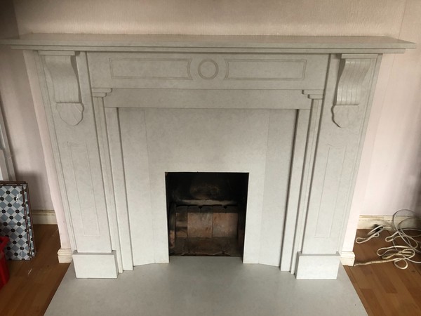 White Marble Fire Surround And Mantel For Sale