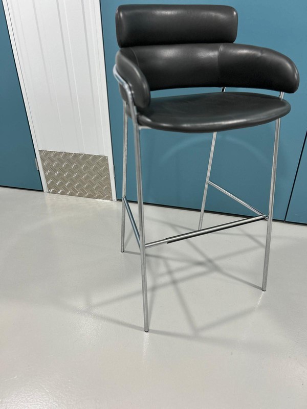 Leather and chrome high bar stool for sale