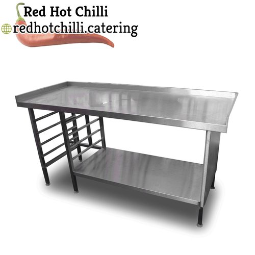 Stainless steel table with tray rack Stainless steel table with tray rack