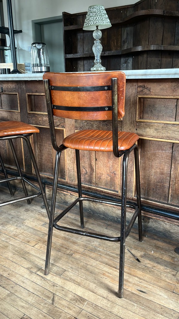 Brown Leather Bar Stools x13