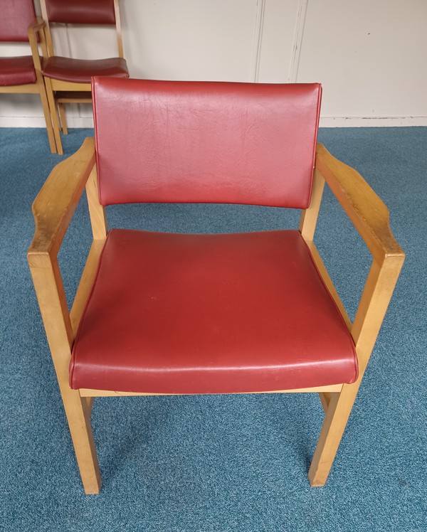 Secondhand 45x Wooden Chairs Faux Leather Seats For Sale