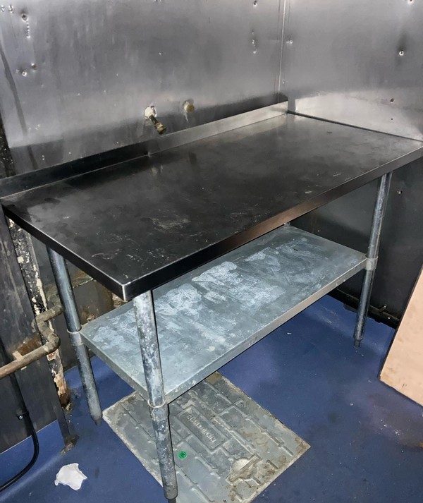 Secondhand Aluminium Prep Table With Shelf For Sale