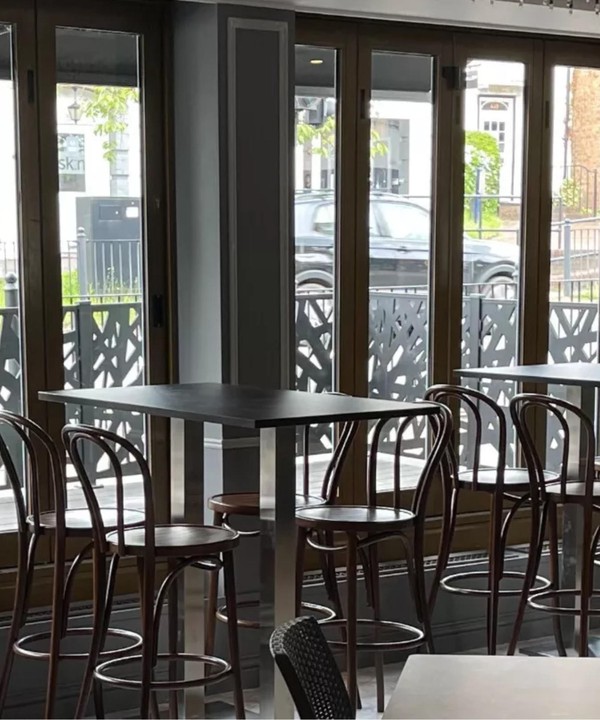 Secondhand 12 Bar Stools And 3 High Tables For Sale