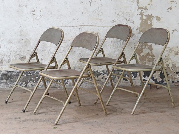 Used Silver Vintage Folding Chairs