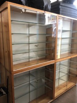 Secondhand 8x Solid Pine Display Cabinets For Sale